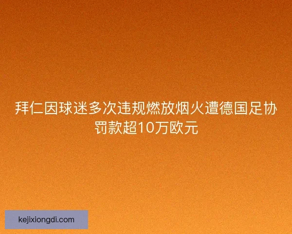 拜仁因球迷多次违规燃放烟火遭德国足协罚款超10万欧元